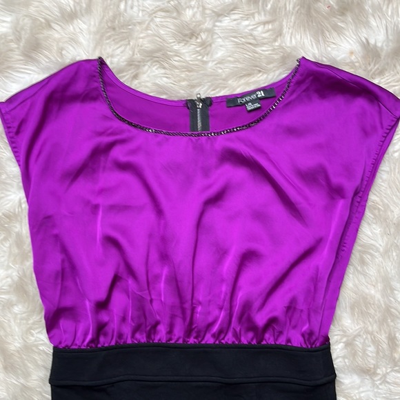 Forever 21 Purple and Black Dress Size Large - Picture 3 of 9